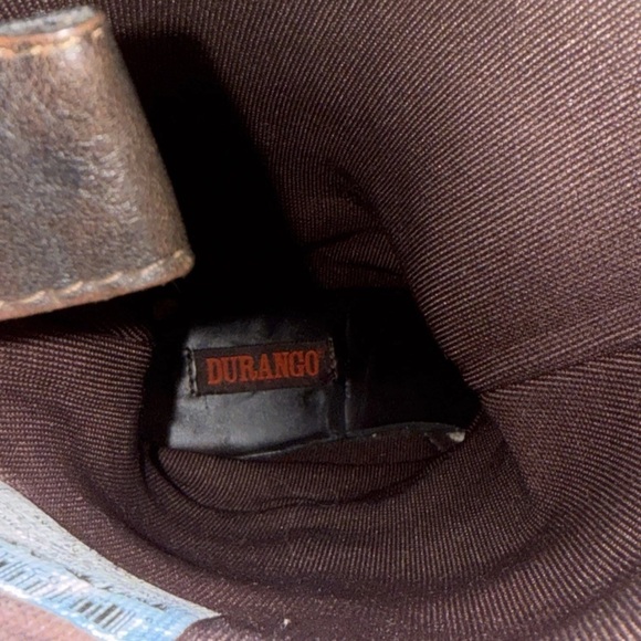 Durango Brown Leather 7 Womens Tall Riding Boots Buckle Distressed Biker - Picture 10 of 11